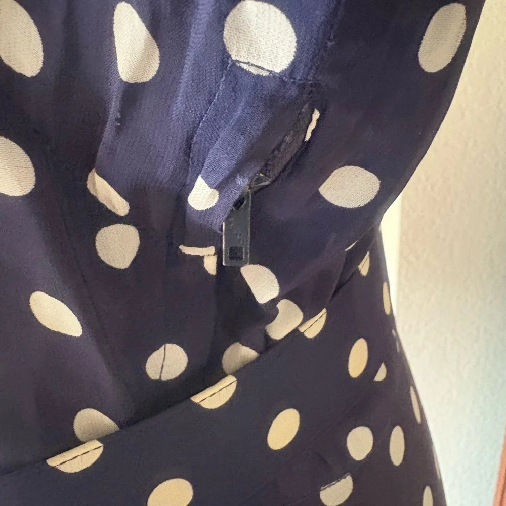 Navy Blue and White Polka Dot Shirtwaist Dress - Picture 4 of 11